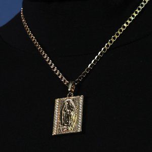 Catholic 14k Gold Cuban Necklace